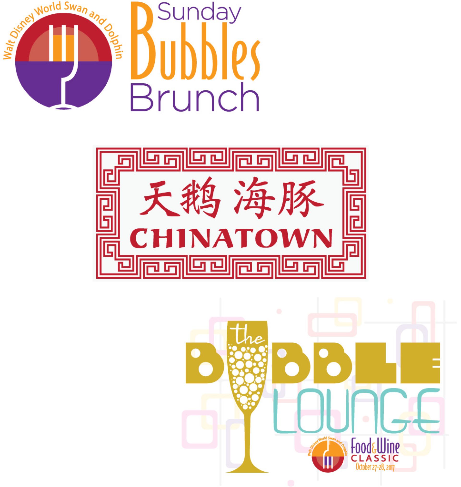 sunday bubbles brunch, chinatown, the bubble lounge logos