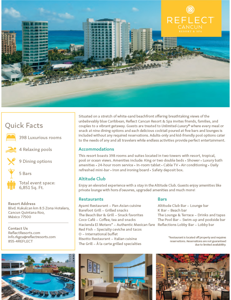 Reflect Cancun Resort Fact Sheet