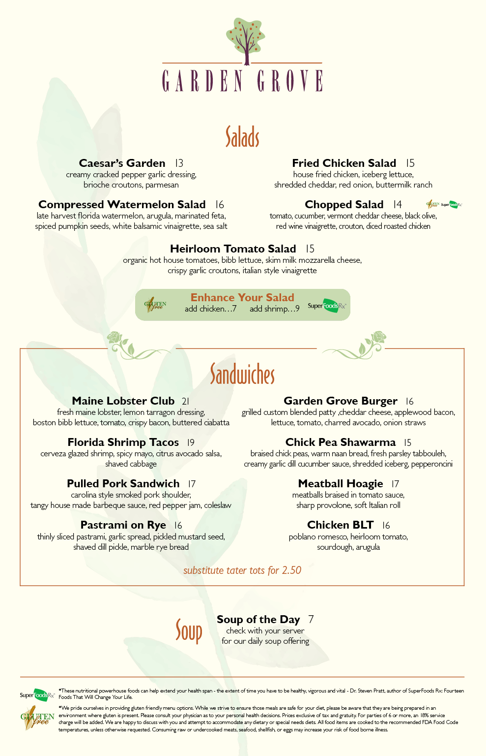 Garden Grove restaurant menu