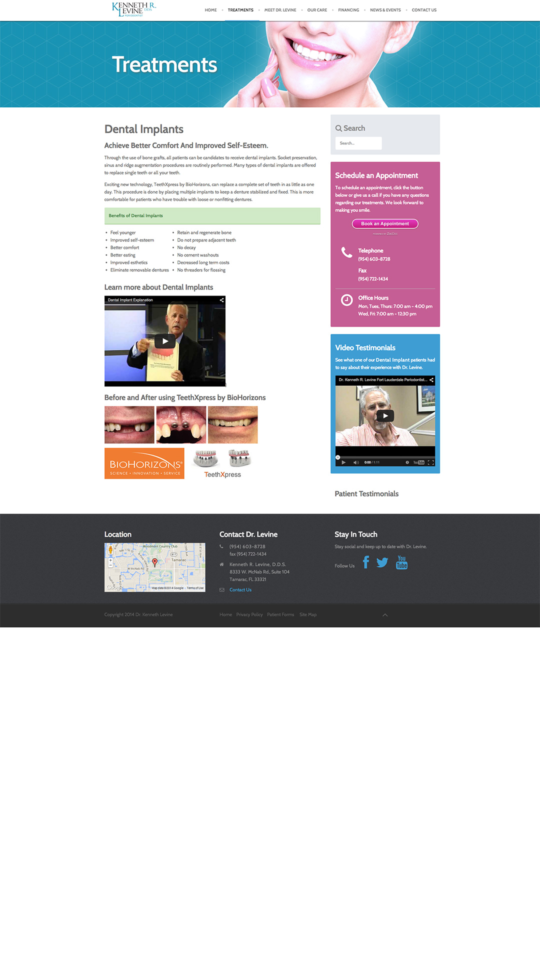 Dr. Levine dental implants webpage