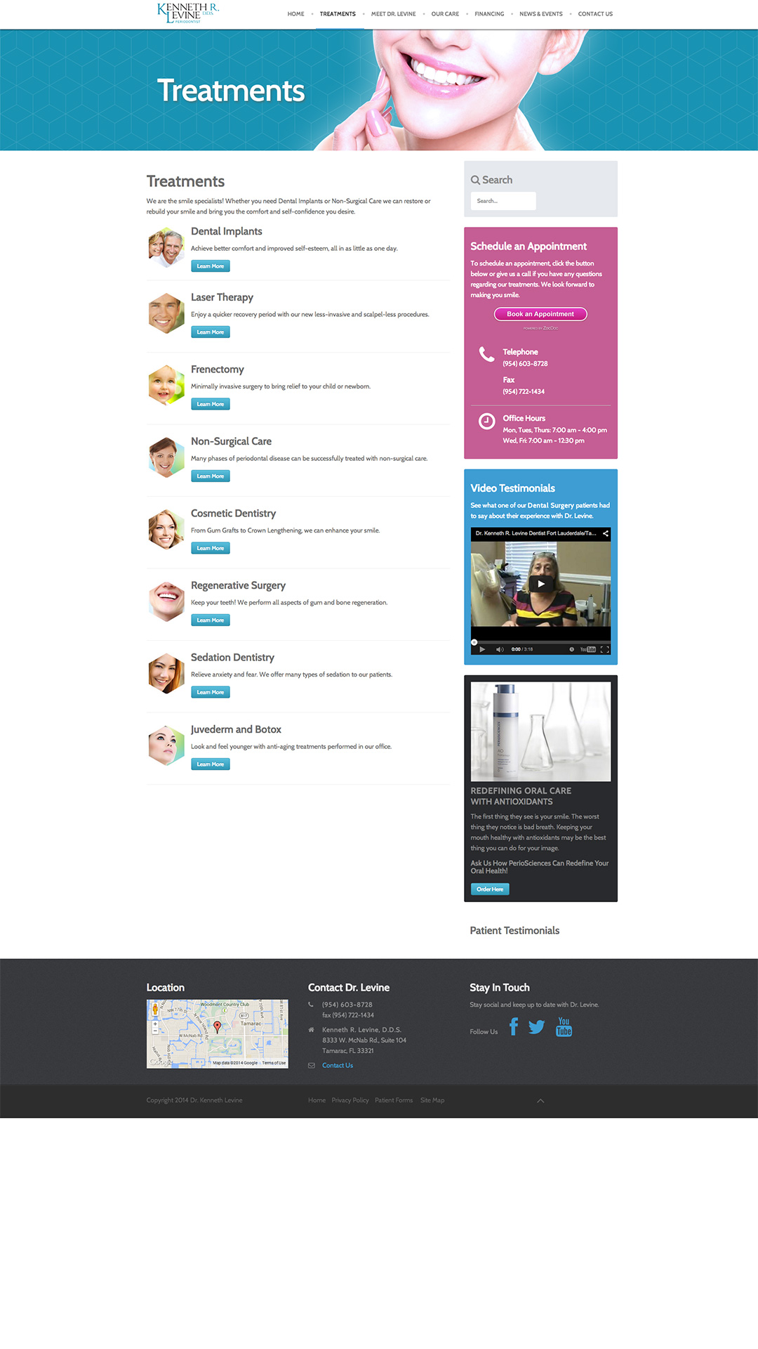 Dr. Levine Treatments webpage